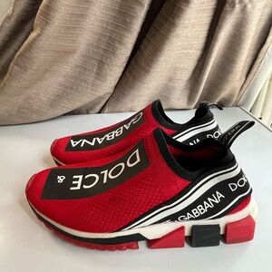 Dolce & Gabbana Red Logo Slip-Ons